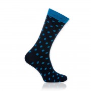 Férfi Willsoor 8728 zokni sötétkék színben, világos pöttyös mintával.