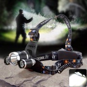 Мощен LED фенер - челник за глава с акумулаторни батерии и 3 LED диода Boruit