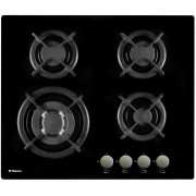 Plita incorporabila Hansa BHGI63112035, 4 arzatoare gaz, Aprindere electrica, WOK, Gratare fonta, Sticla neagra