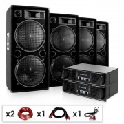 DJ PA Conjunto Completo "Phuket Pulsar Pro" 2x Amplificador 4x Altifalantes