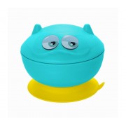 Bol cu ventuza si capac U-Grow, Turquoise/Galben