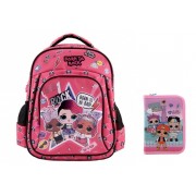 Set Ghiozdan mediu 14" LOL + Penar 1 fermoare Lol Surprise