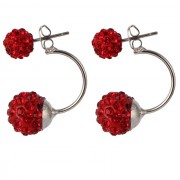 Cercei dubli bilute Shamballa rosii