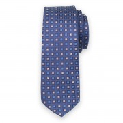 Keskeny nyakkendő kék és rózsaszín mértani mintával 11137