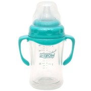 Biberon U-Grow A-1077 cu gat larg, Sticla, 180 ml