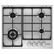 Plita incorporabila AEG Gas HG654550SM, 4 arzatoare gaz, Arzator rapid, Gratare fonta, 60 cm, Panel comanda negru, Inox