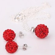 Set Medalion, cercei si lantisor bilute din argint 925 rosu