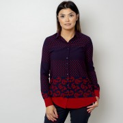 Női piros sötét kék ing Willsoor pöttyös 10768