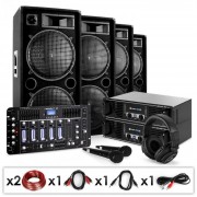 Conjunto de PA DJ "Bass First Pro Bluetooth" 2x Amplificadores 4x Altifalantes Mixer 4000W