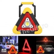 Triunghi reflectorizant iluminat LED cu incarcare solara sau USB
